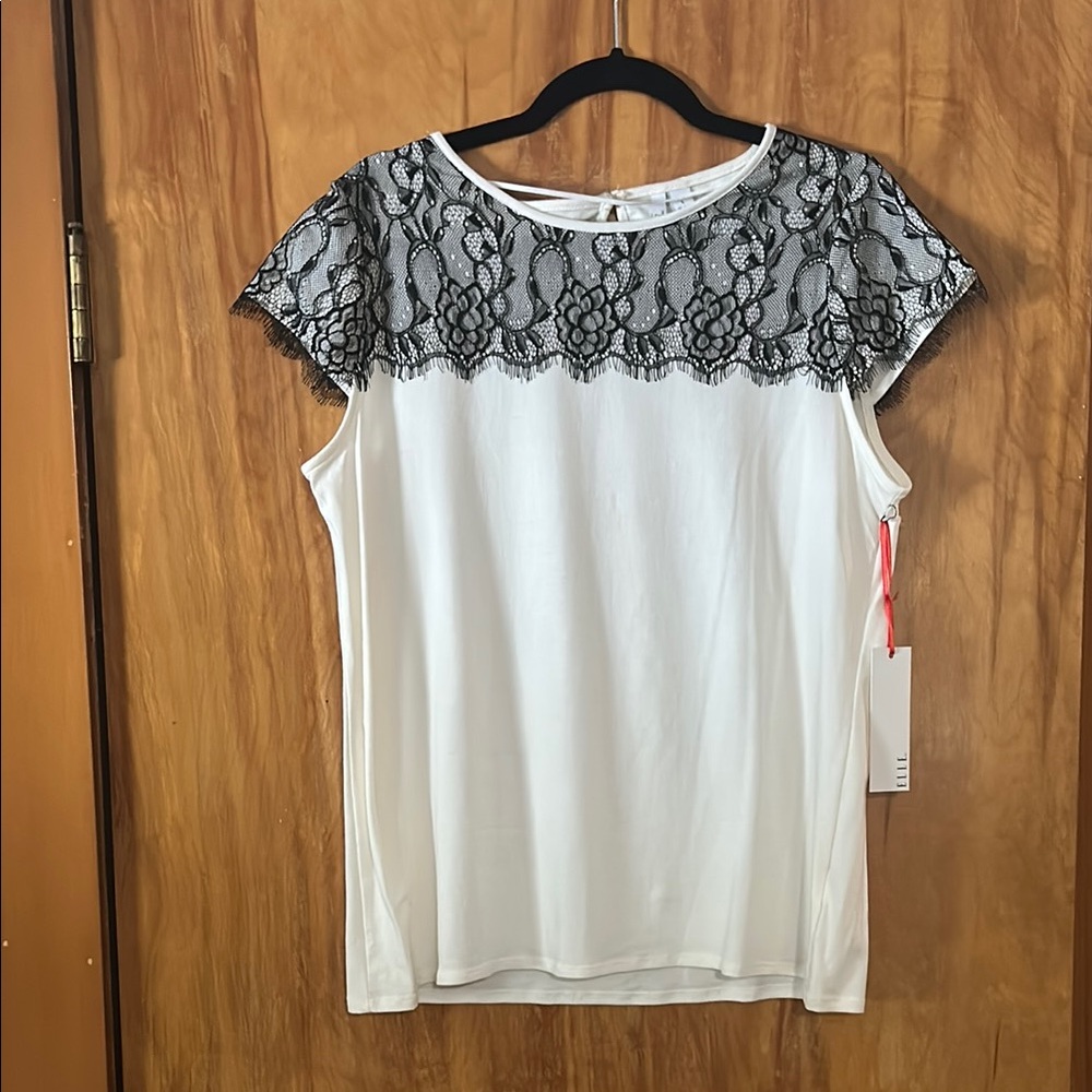 White and Black Lace Top